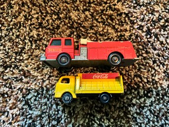 2 Matchbox/ Lesney Cars KARRIER BANTAM COCA COLA And Denver Fire Pumper Truck Matchboc Cars