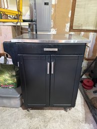 33x36x19 Rolling Black Kitchen Cart Black With Stainless Top One Drawer