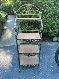 15x42x16 Gold Distressed Metal 4 Small Shelf  Plant Stand Bathroom Anywhere You Need Some Extra Storage