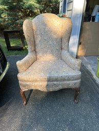 32 X 45 X 23 Vintage Floral Wing Back Chair Needs Reupholstering