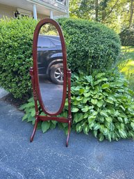 58 In Tall Oval Freestanding Floor Cherry Wood Swivel Mirror