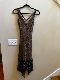 Alexia Admor New York Great Gatsby Downton Abbey Dress Embroidered Beaded Sequinned Dress Size Small