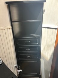 63x24 Inch Blablack Corner Cabinet, Two Shelves, Three Drawers And One Cabinet On The Bottom