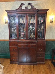 Stunning Antique Mahogany Breakfront With Beveled Glass Doors And Hidden Secretary Desk Contents Not Included