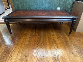 53x25x23 Inch Vintage Mahogany Leather Top Coffee Table Nice Upcycle Project