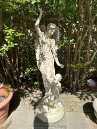 48 In Resin Angel And Child Garden Statue