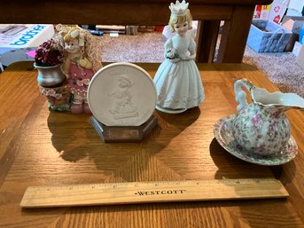 Knick Knack Lot Goebel Collectors' Club Member Disc Fine China Pitcher And Tray  Vintage Musical Bridal