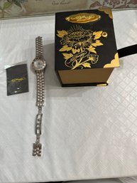 Ed Hardy Chic Watch - Rose Ladies Stainless Steel Needs Repair