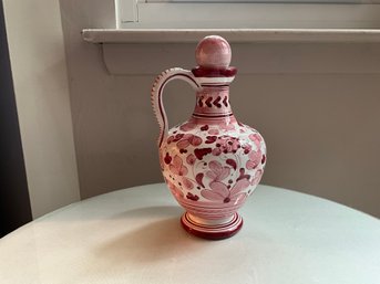 Vintage DERUTA Italian Pottery Hand Made/Painted Red Pink & White Bird