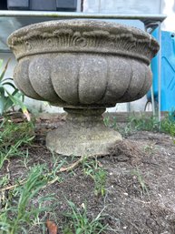 12 Inches High By 17 Inches Round Two Piece Cement Planter In Great Condition