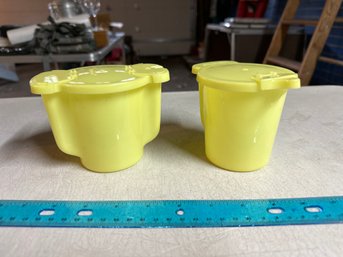 Vintage Yellow Tupperware Flip Top Creamer And Sugar Containers