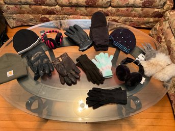 Lot Of Mens And Womens Gloves And Hats Winter Gloves Leather Gloves