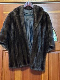 Vintage Dark Brown Mink Fur Stole Cape