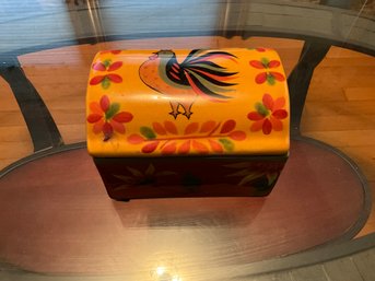 Sara Grubbs Ceramic Rooster Dome Cover Storage Lidded Box Rooster Decor