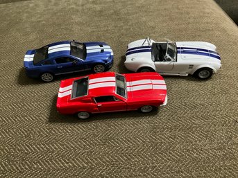 3 X Kinsmart 1/38 Scale Cars Shelby Cobra And GT 500