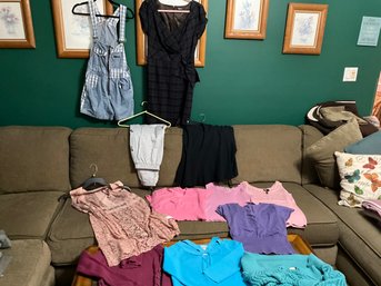 Large Lot Of Ladies, Clothing, Size, Medium Overalls, Dress Tops, Skirt  Sweats, And More