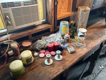 Lot Of Assorted Candles And Candle Holders