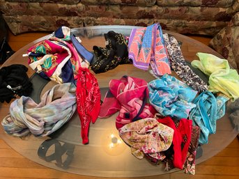 Lot Of Assorted Ladies, Dress Scarves,  Belts, And More