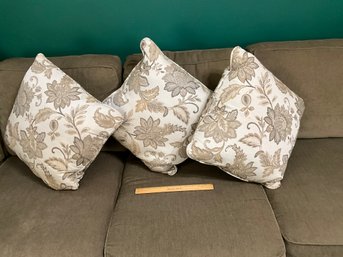 Nice Set Of Three Floral Neutral Throw Pillows 14 Inch