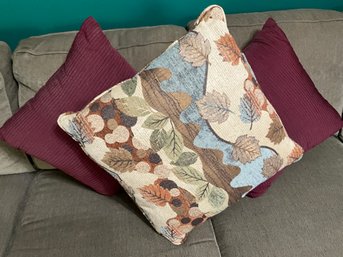 3 X 17 Inch Throw Pillows 1 Floral And 2 Maroon