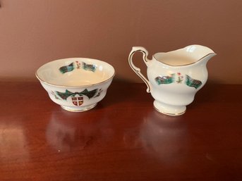 Royal Adderley England Newfoundland  Open Sugar Bowl, And Creamer