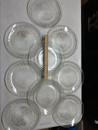 Lot Of 9 Clear Glass Dinner Plates