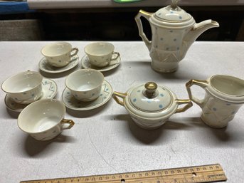 Vintage Jager Eisenberg Porcelain Teapot Creamer, Sugar Bowl Teacups And Saucers Exactly As Pic Needs Cleaning