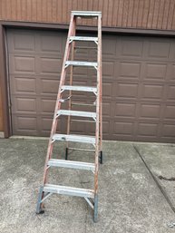 8 Foot Werner Fiberglass Aluminum Step Ladder Works Great