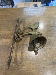 Vintage Metal  Bird Bell  Great To Mount On The House A Fence Post Or Tree 15 Inches High By 8 Inches Wide