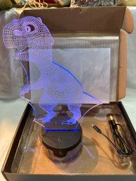 New Dinosaur 3D LED Illusion Night Light Battery Operated Or Charge Table Lamp