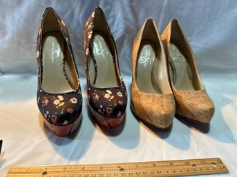 Lot Of Two Jessica Simpson Size 7 1/2 Ladies Fashion Heels