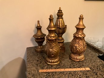 Set Of 4 Vintage Gold Decorative Pillars By Home Interiors And Gifts  Finial Look