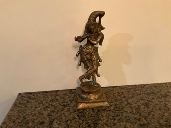 Vintage Brass Rattankosin Teppanom Thai Krishna Bhagwan Buddha Playing Flute