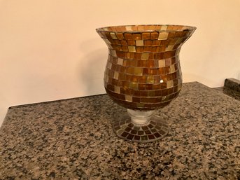 Jeweled Mosaic Stained Glass Pillar Candle Hurricane Candle Holder