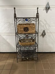 Four Tiered Metal Storage Rack With Baskets 42x18x9 Inches