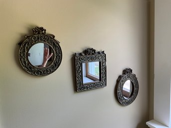 Pretty Set Of Three Ornate Framed Mirrors