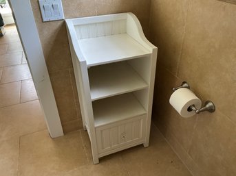 White Freestanding Storage Shelf With Drawer Great For Bathroom Laundry Room