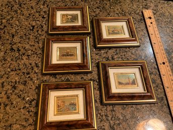 Set Of Five Miniature Venezia Framed Pictures, Art Wall Art