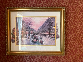 24x19 Inch Custom Framed And Matted Jose, Paris Promenade Plate Signed Lithograph