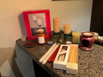 Nice Lot Of Candles And Candleholders