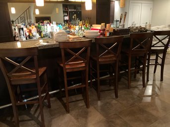 Set Of Five Pottery Barn, Dark Wood Aaron Brothers Barstools