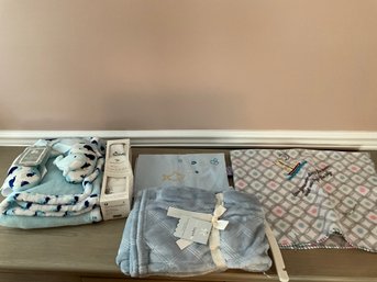 Lot Of Assorted New Baby Boy Blankets Swaddle