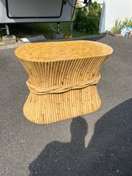 Vintage 1970 McGuire Organic Wheat Rattan Console Table No Glass Top  29 X 40 X 20 In Nice Condition