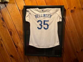 CODY BELLINGER DODGERS CHAMPION SIGNED JERSEY IN SHADOW BOX