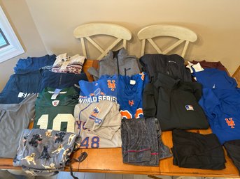 Lot Of Mens Size L And Xl Clothing Lightweight Jackets Sports Mets Jets Short Sleeve Pjs And More See Photos