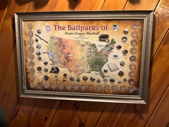 Sports Memorabilia Major League Baseball Parks Framed 20' X 32' Map Collage With Game-Used Dirt From All 30 St