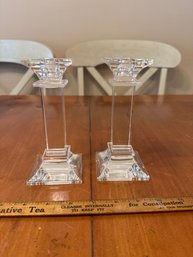 Mikasa 6 Inch Crystal Classic Taper Candle Holders Set Of 2