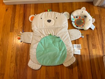 New Baby Play Mat, Tummy Time, Gray Bear Ocean Green 2 Pieces 32 By 31.5