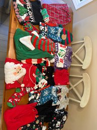 His And Hers Size Medium Christmas Lot Of Sweaters And Pajamas Socks