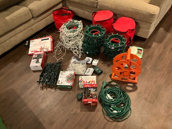 Huge Lot Of Christmas Lights With Storage Reels And Bags. No Need To Worry About A Tangled Mess. White L